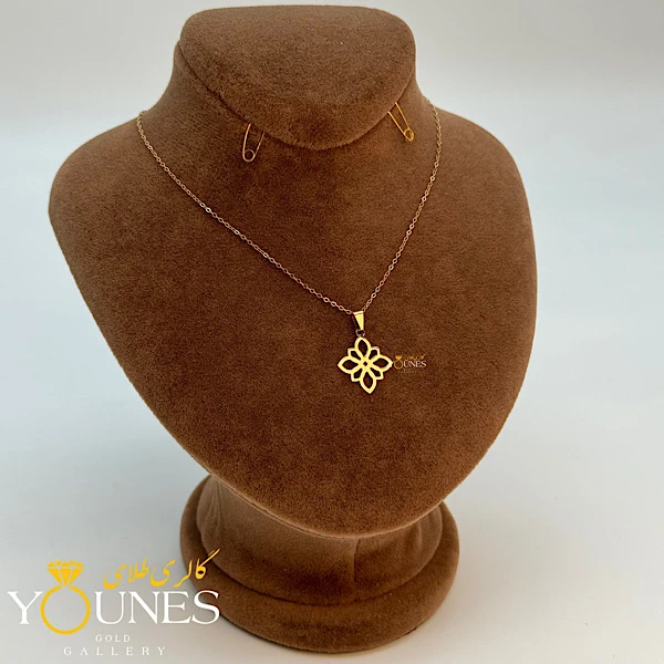 آویز گل لوزی مدرن لیزری طلا